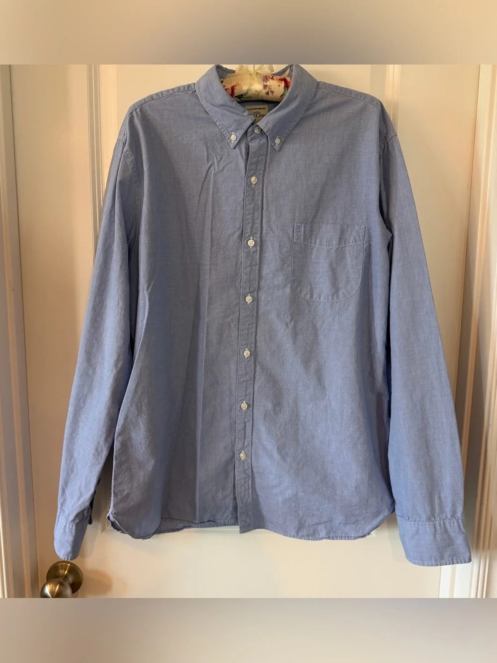 J. Crew Men’s XL Slim Blue 100% Cotton Button Down Collared Oxford Shirt